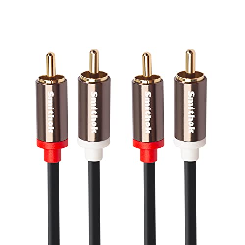 Smithok RCA Cables 2 חבילה [Hi-Fi צליל, ז'קט PVC, מסוכך], כבל עזר כבלים של כבלים של כבלים של כבלים של כבלים, מגברים, HDTV, מערכות